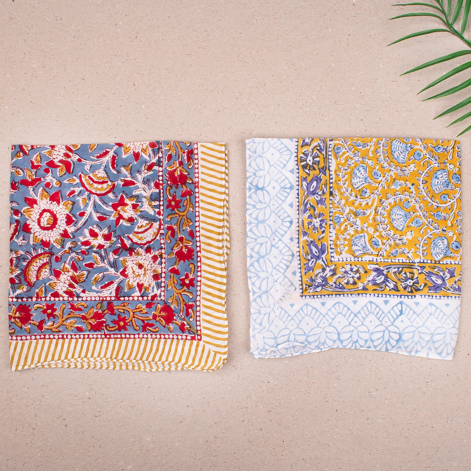 Soft Cotton Boho Bandana, Handmade Wrap For Neck Or Face, Lightweight Scarf With Artistic Block Print Vintage Inspired Gift - 10pcs