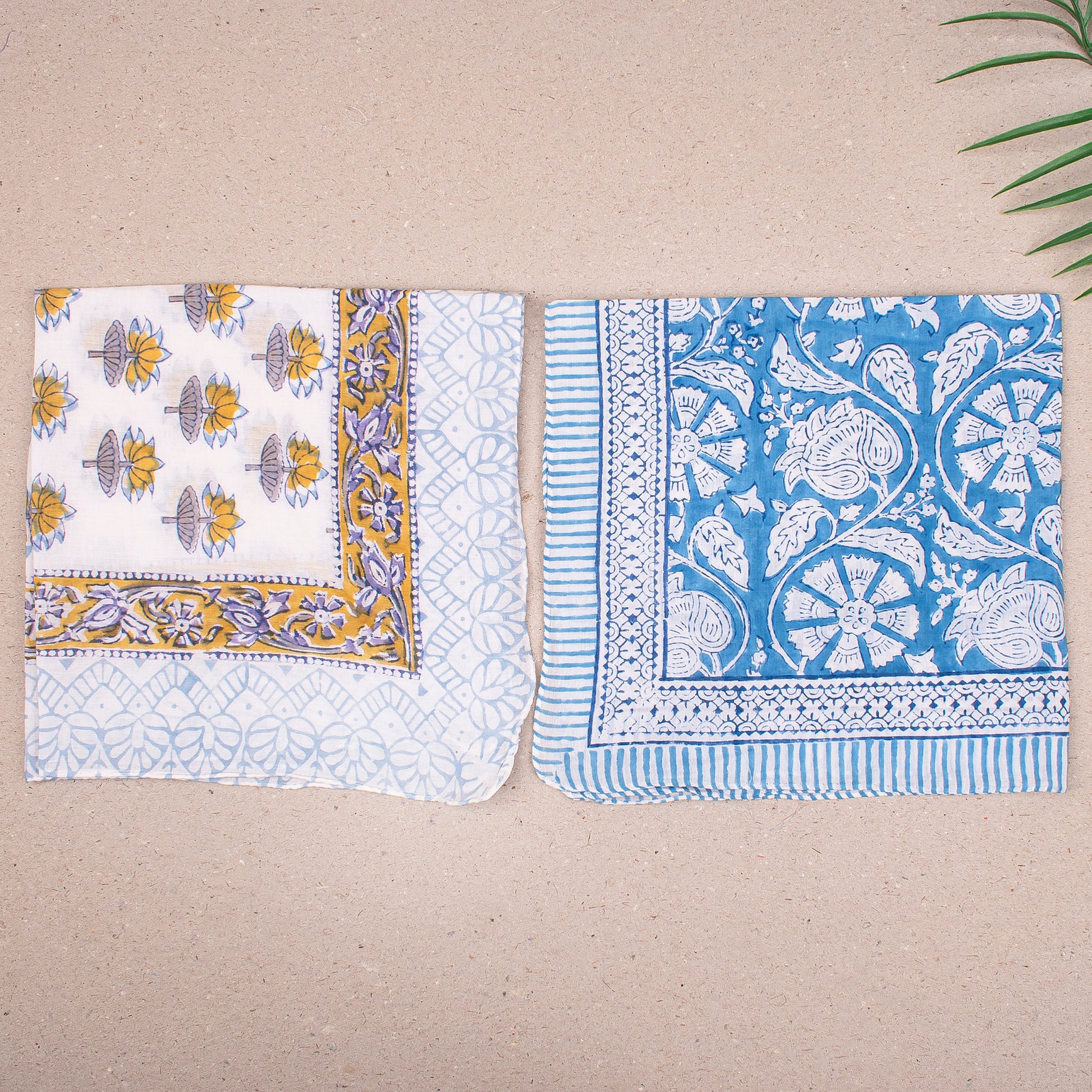 Soft Cotton Boho Bandana, Handmade Wrap For Neck Or Face, Lightweight Scarf With Artistic Block Print Vintage Inspired Gift - 10pcs