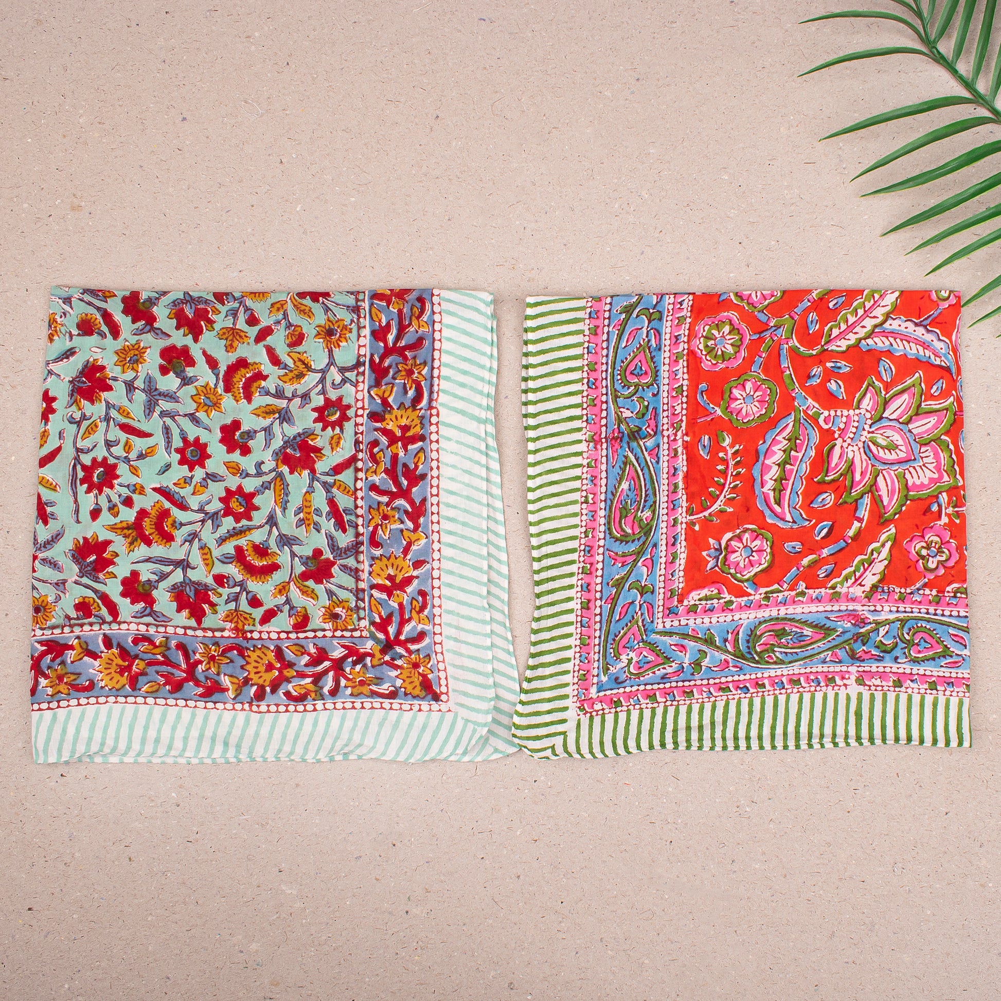 Soft Cotton Boho Bandana, Handmade Wrap For Neck Or Face, Lightweight Scarf With Artistic Block Print Vintage Inspired Gift - 10pcs