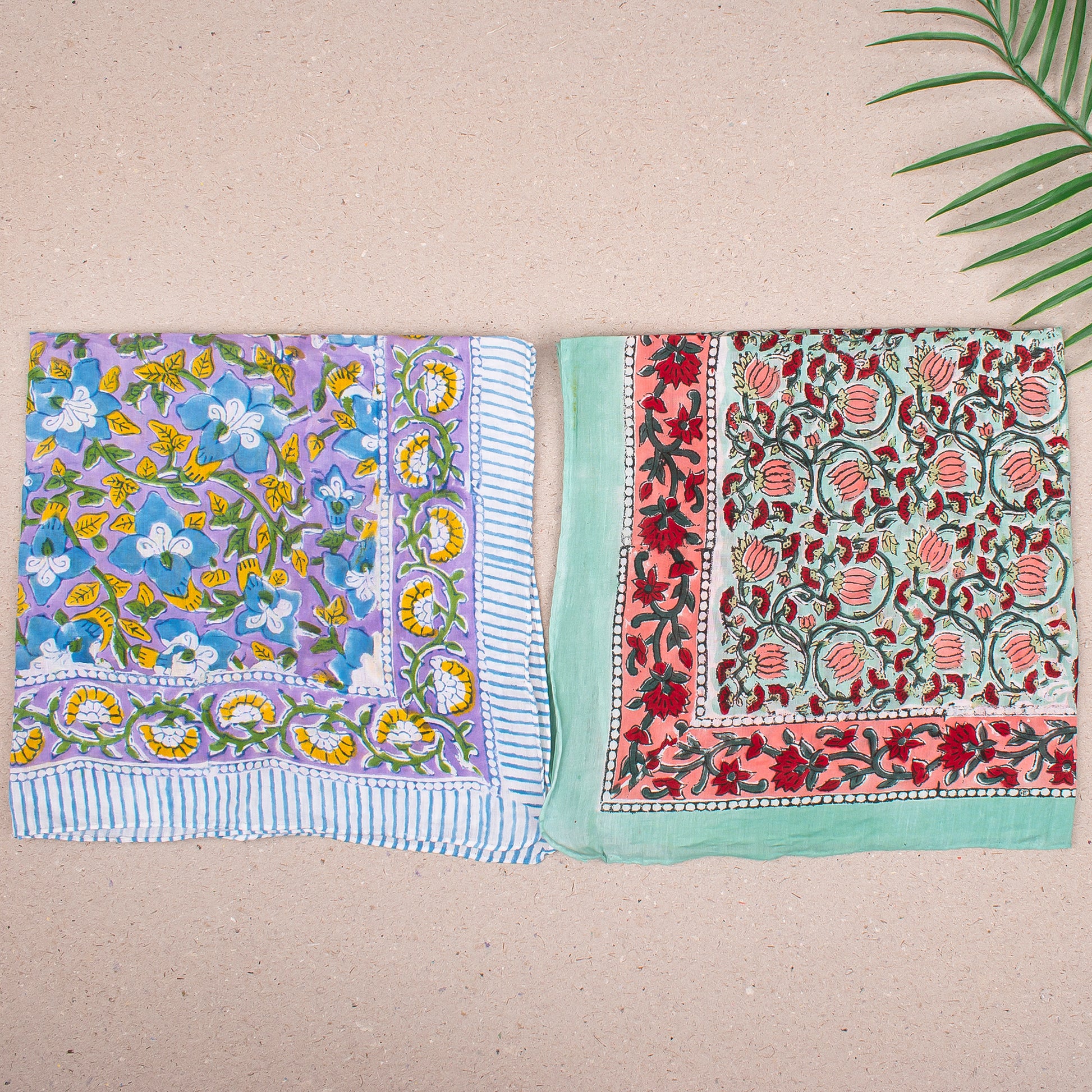 Soft Cotton Boho Bandana, Handmade Wrap For Neck Or Face, Lightweight Scarf With Artistic Block Print Vintage Inspired Gift - 10pcs
