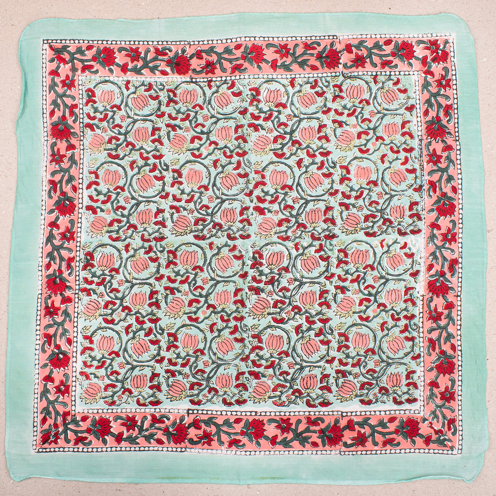 Lightweight Cotton Headwrap, Boho Bandana For Summer Style, Hand Block Print Scarf For Hair Or Face, Unisex Fashion Accessory - 2pcs