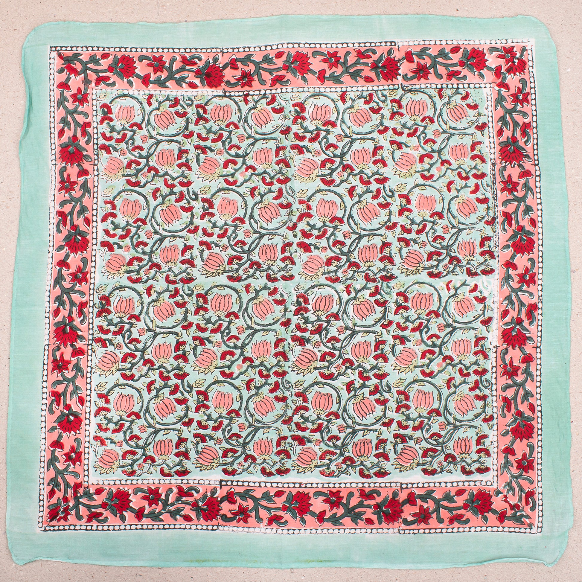 Lightweight Cotton Headwrap, Boho Bandana For Summer Style, Hand Block Print Scarf For Hair Or Face, Unisex Fashion Accessory - 2pcs