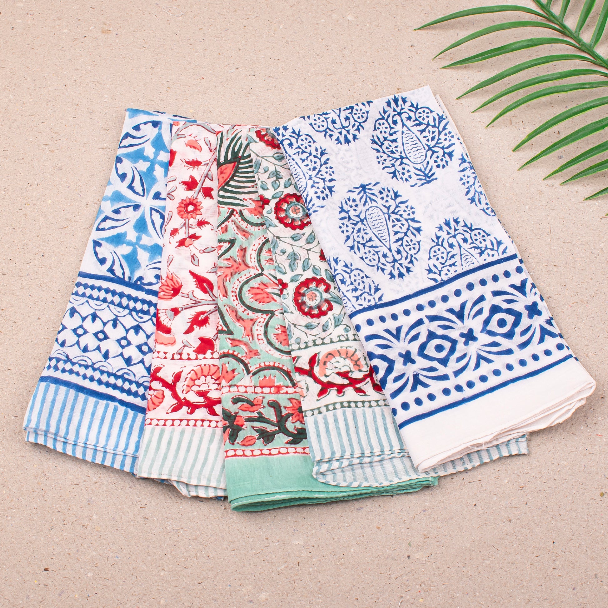 Handmade Cotton Bandana With Floral Prints, Lightweight Headwrap For Neck Or Face, Boho Festival Fashion For Her, Summer Wrap Gift - 5pcs