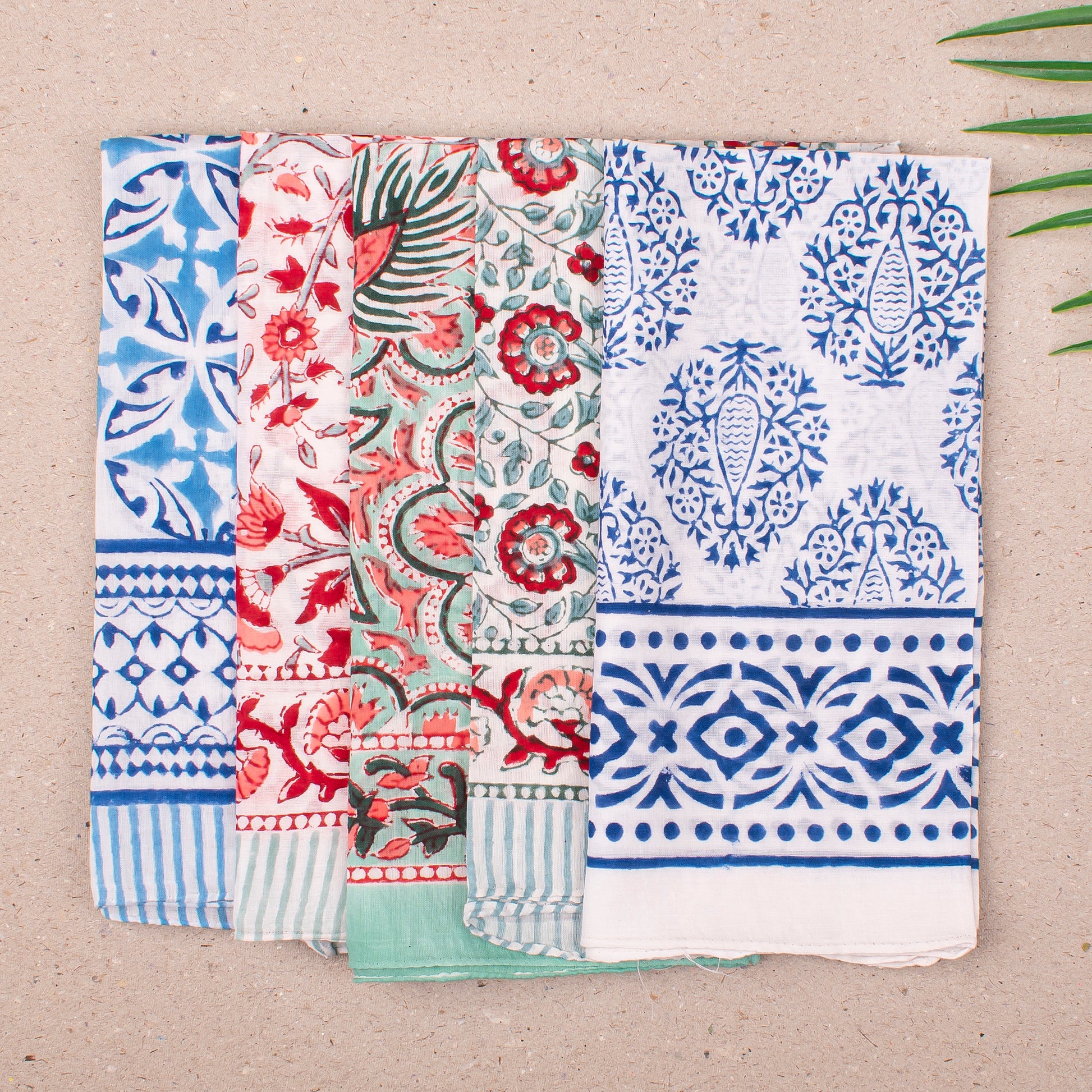 Handmade Cotton Bandana With Floral Prints, Lightweight Headwrap For Neck Or Face, Boho Festival Fashion For Her, Summer Wrap Gift - 5pcs