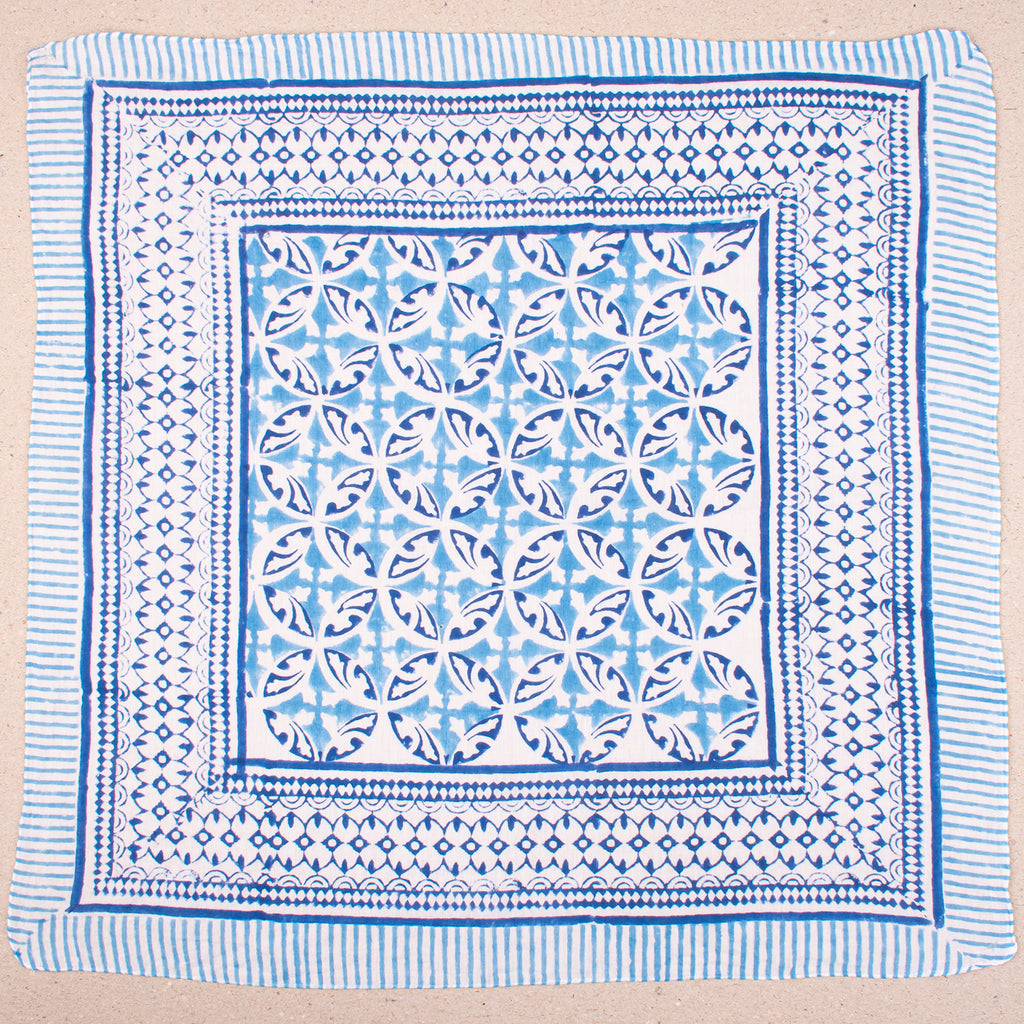 Handcrafted Cotton Bandana, Lightweight Block Printed Wrap For Face Or Neck, Boho Style Headwrap For Bikers & Hiker, Great Gift Idea - 2ps