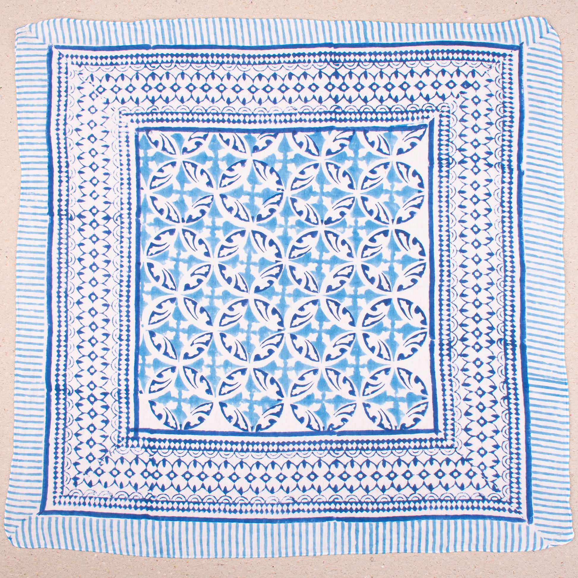 Handcrafted Cotton Bandana, Lightweight Block Printed Wrap For Face Or Neck, Boho Style Headwrap For Bikers & Hiker, Great Gift Idea - 2ps