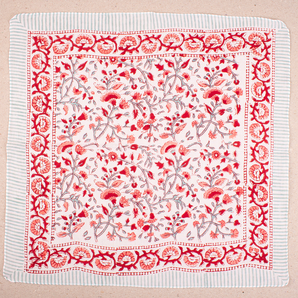 Handcrafted Cotton Bandana, Lightweight Block Printed Wrap For Face Or Neck, Boho Style Headwrap For Bikers & Hiker, Great Gift Idea - 2ps