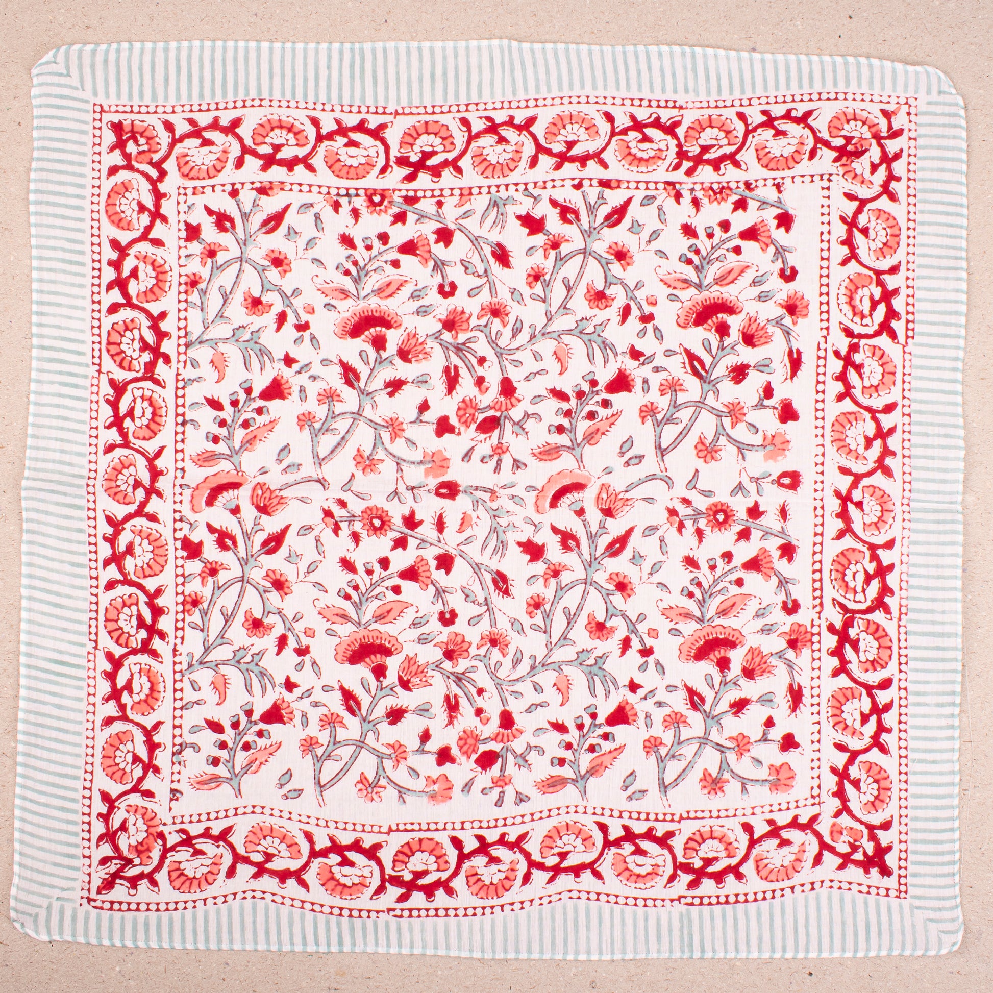 Handcrafted Cotton Bandana, Lightweight Block Printed Wrap For Face Or Neck, Boho Style Headwrap For Bikers & Hiker, Great Gift Idea - 2ps