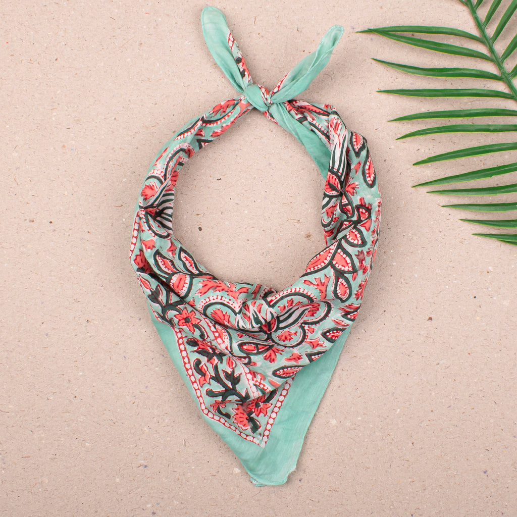 Eco-Friendly Hand Block Printed Cotton Bandanas for Men & Women, Reusable Headwrap For Him Or Her, Stylish Headband Bandana