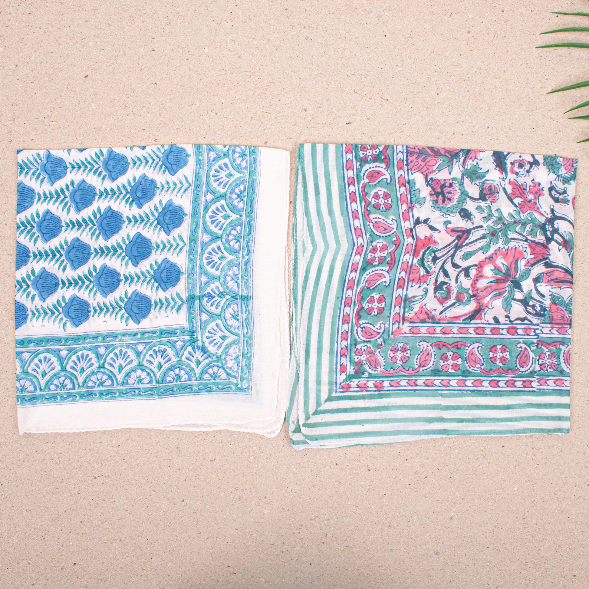 Set of 10 - Organic Cotton Bandana, Handmade Lightweight Scarf, Block Printed Hair Or Neck Wrap, Sustainable Fashion Accessory Gift For All