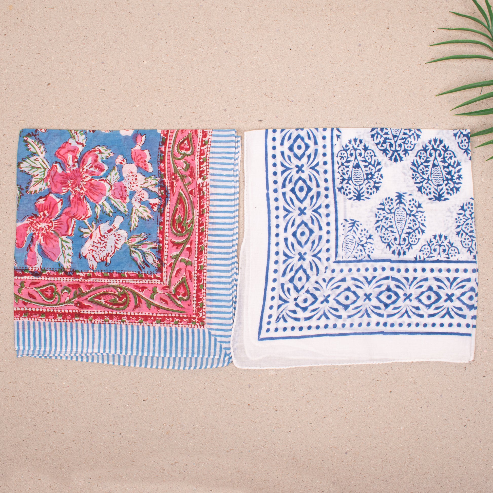 Set of 10 - Organic Cotton Bandana, Handmade Lightweight Scarf, Block Printed Hair Or Neck Wrap, Sustainable Fashion Accessory Gift For All