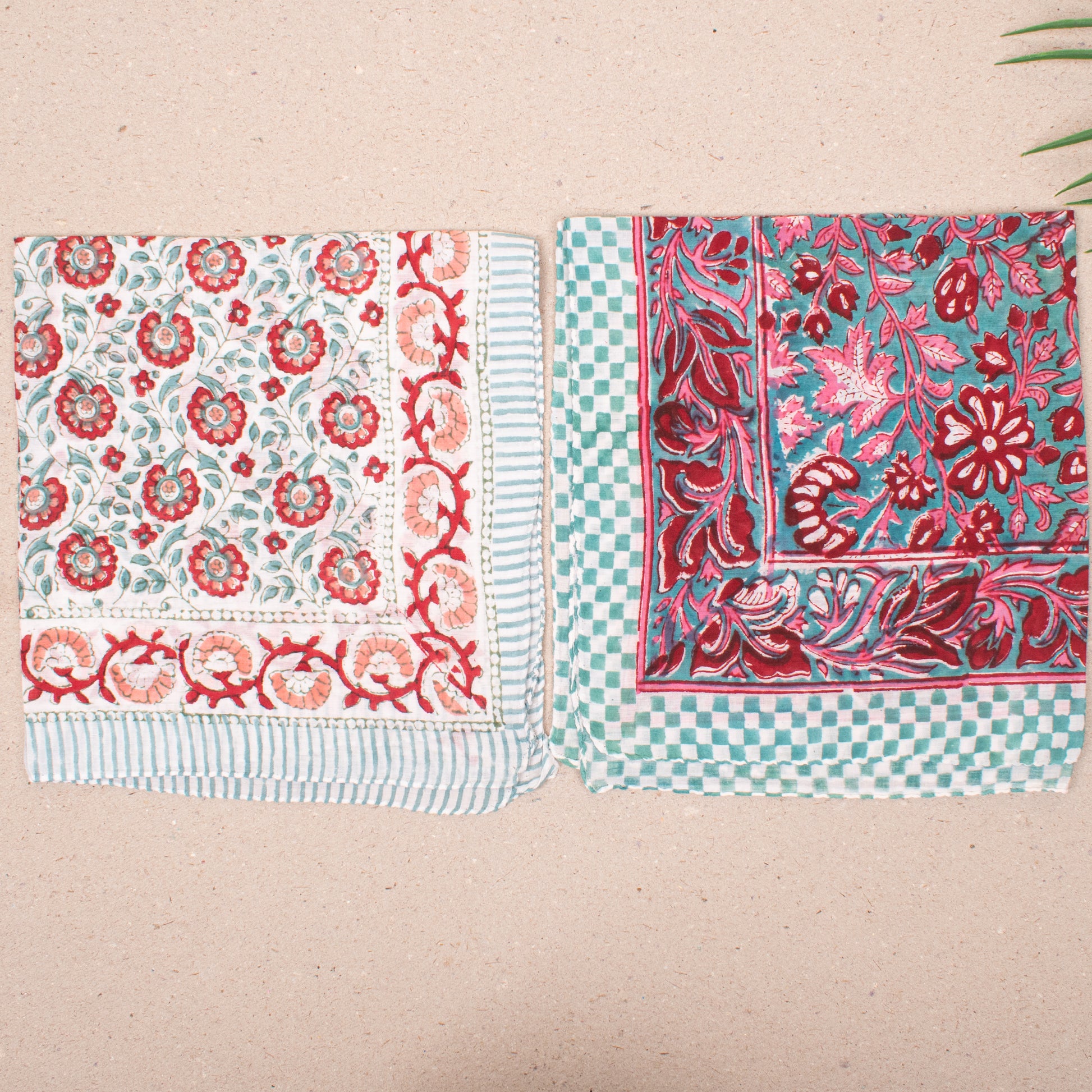 Set of 10 - Organic Cotton Bandana, Handmade Lightweight Scarf, Block Printed Hair Or Neck Wrap, Sustainable Fashion Accessory Gift For All