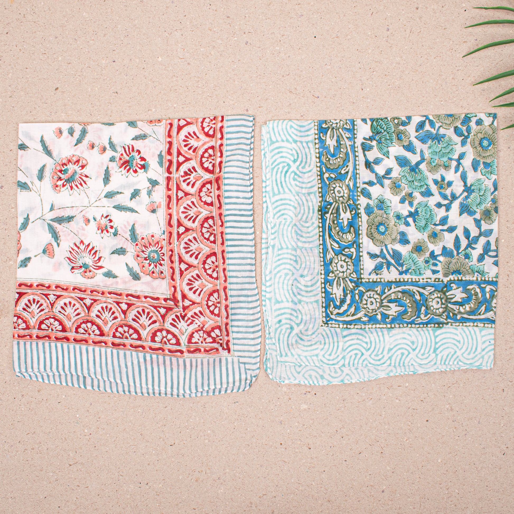 Set of 10 - Organic Cotton Bandana, Handmade Lightweight Scarf, Block Printed Hair Or Neck Wrap, Sustainable Fashion Accessory Gift For All
