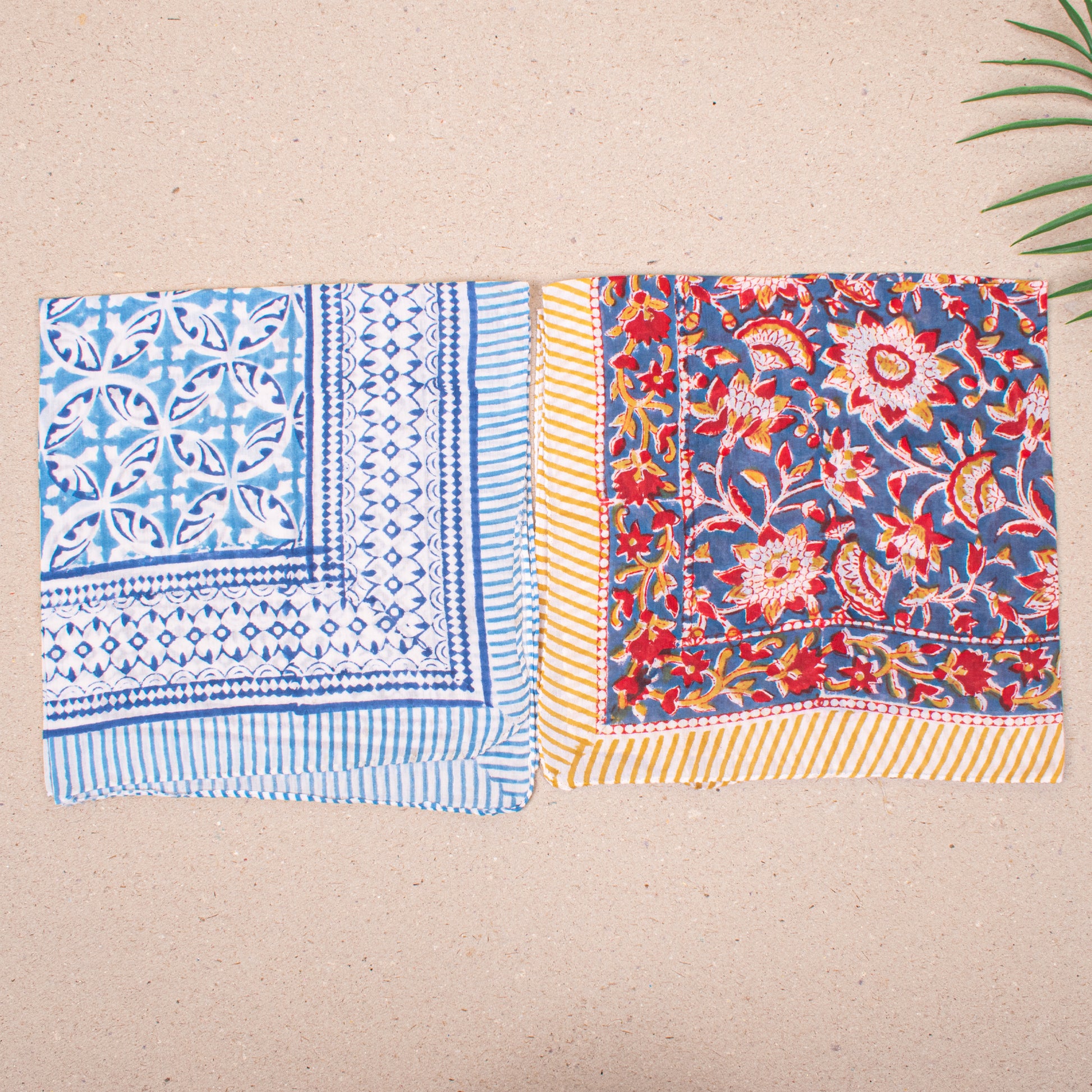 Set of 10 - Organic Cotton Bandana, Handmade Lightweight Scarf, Block Printed Hair Or Neck Wrap, Sustainable Fashion Accessory Gift For All