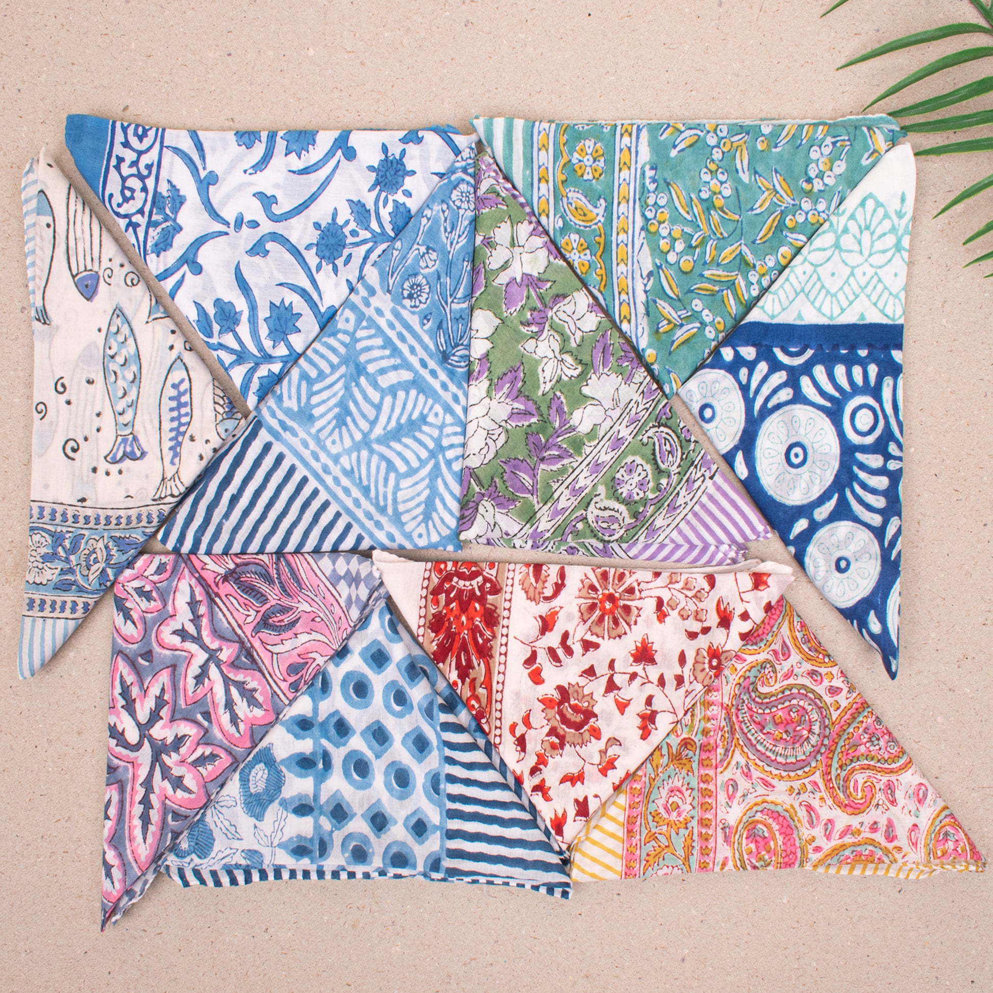 Set of 10 - Paisley & Floral Organic Cotton Bandanas, Handmade Scarf Everyday Accessory, Boho Hair Or Neck Wrap, Sustainable Fashion Gift Accessory