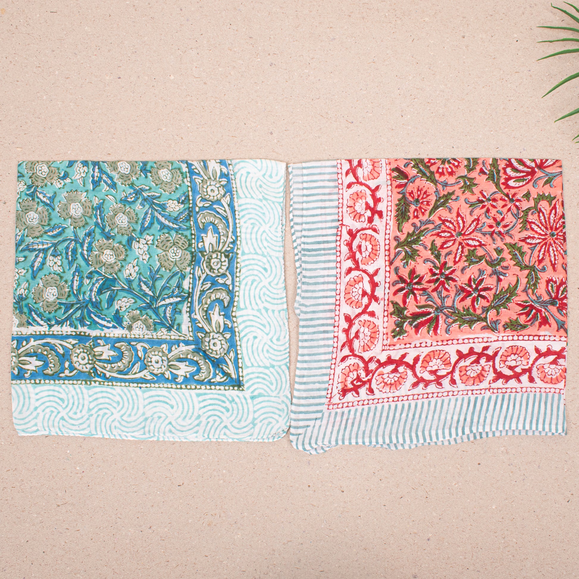 Set of 10 - Handmade Lightweight Cotton Bandana, Bohemian Block Printed Everyday Scarf, Unisex Sustainable Fashion Gift, Hair Or Neck Wrap For All