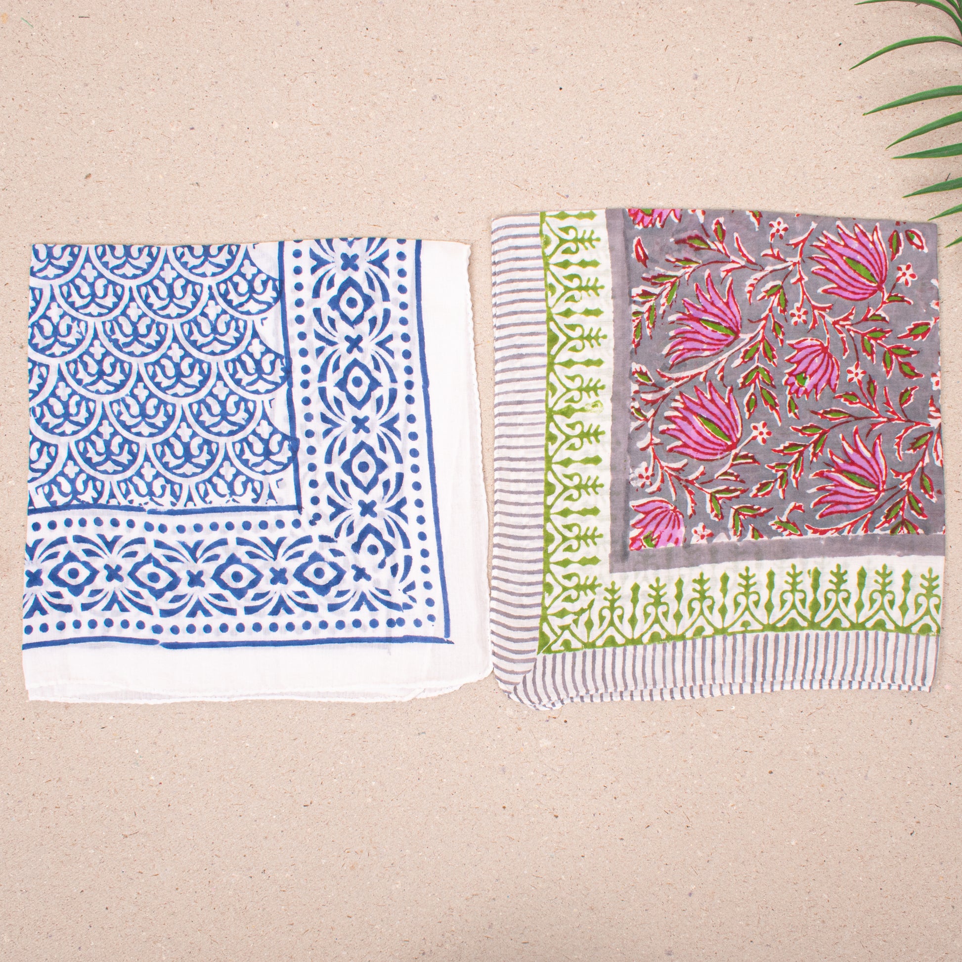 Set of 10 - Colorful Cotton Boho Bandana, Handmade Lightweight Scarf, Block Printed Paisley Hair Or Neck Wrap, Sustainable Unisex Accessory Fashion Gift
