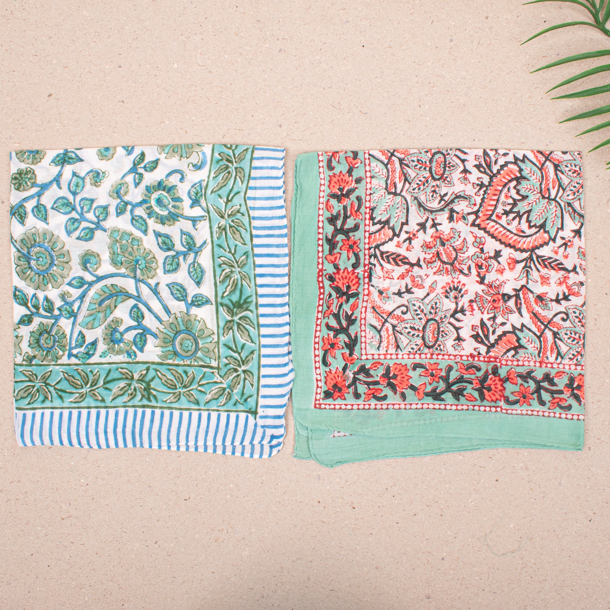 Set of 10 - Colorful Cotton Boho Bandana, Handmade Lightweight Scarf, Block Printed Paisley Hair Or Neck Wrap, Sustainable Unisex Accessory Fashion Gift