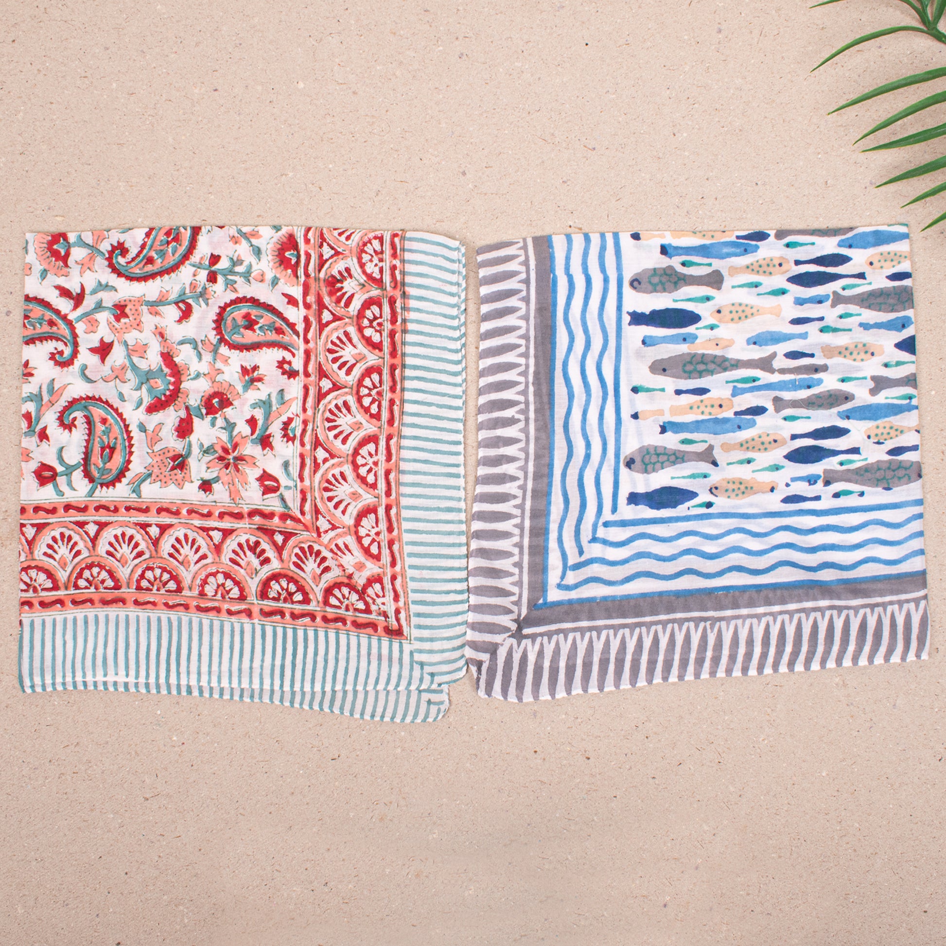 Set of 10 - Colorful Cotton Boho Bandana, Handmade Lightweight Scarf, Block Printed Paisley Hair Or Neck Wrap, Sustainable Unisex Accessory Fashion Gift