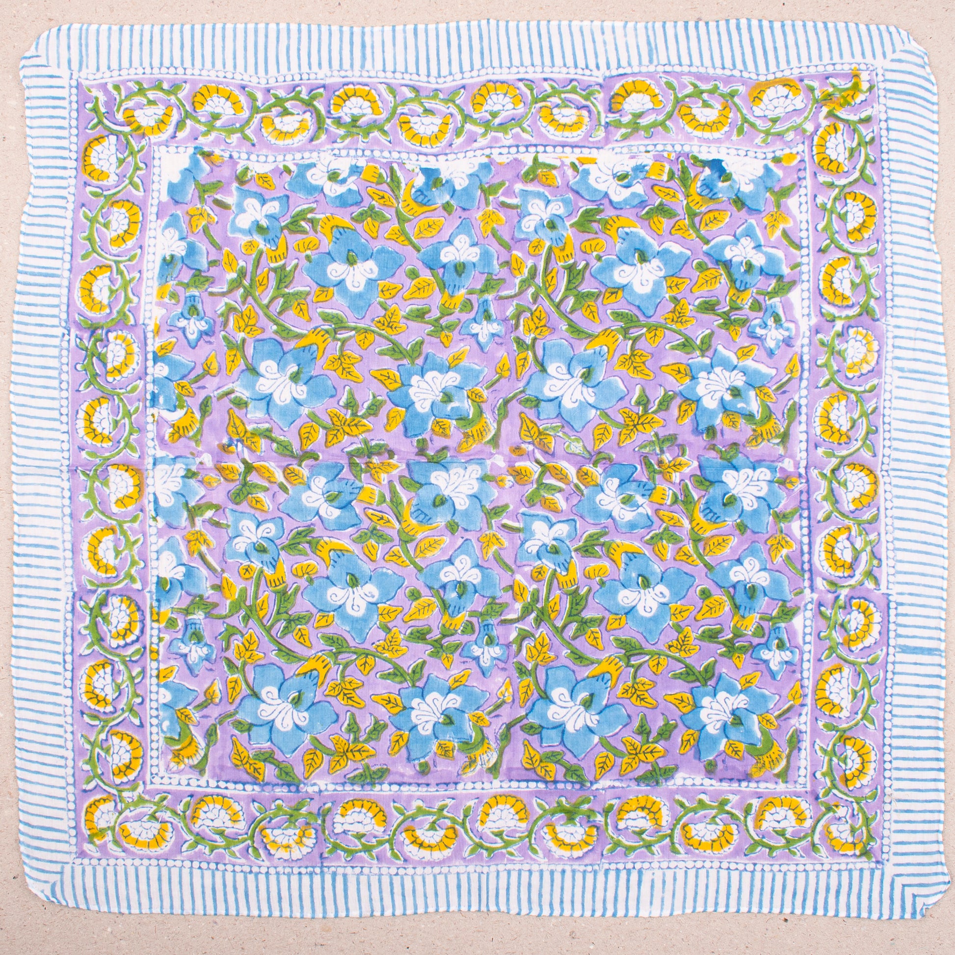 Hand Block Printed Cotton Bandana, Boho Reusable Scarf For Face Or Hair, Lightweight Headwrap For Summer Outfits, Unisex Gift For Her - 2pcs