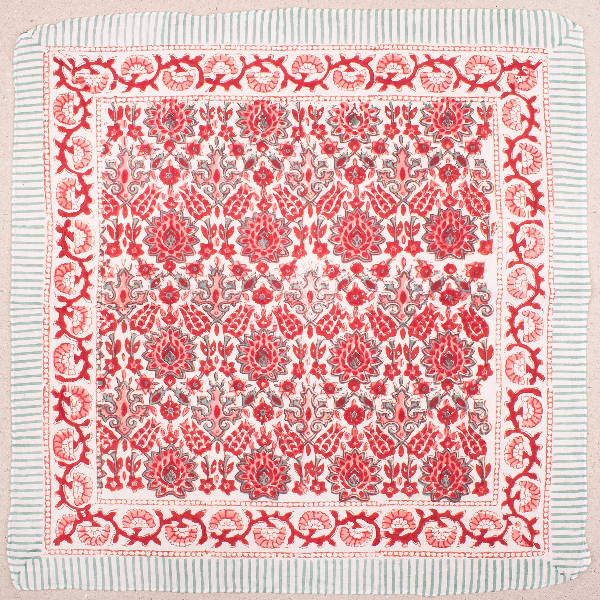 Hand Block Printed Cotton Bandana, Boho Reusable Scarf For Face Or Hair, Lightweight Headwrap For Summer Outfits, Unisex Gift For Her - 2pcs