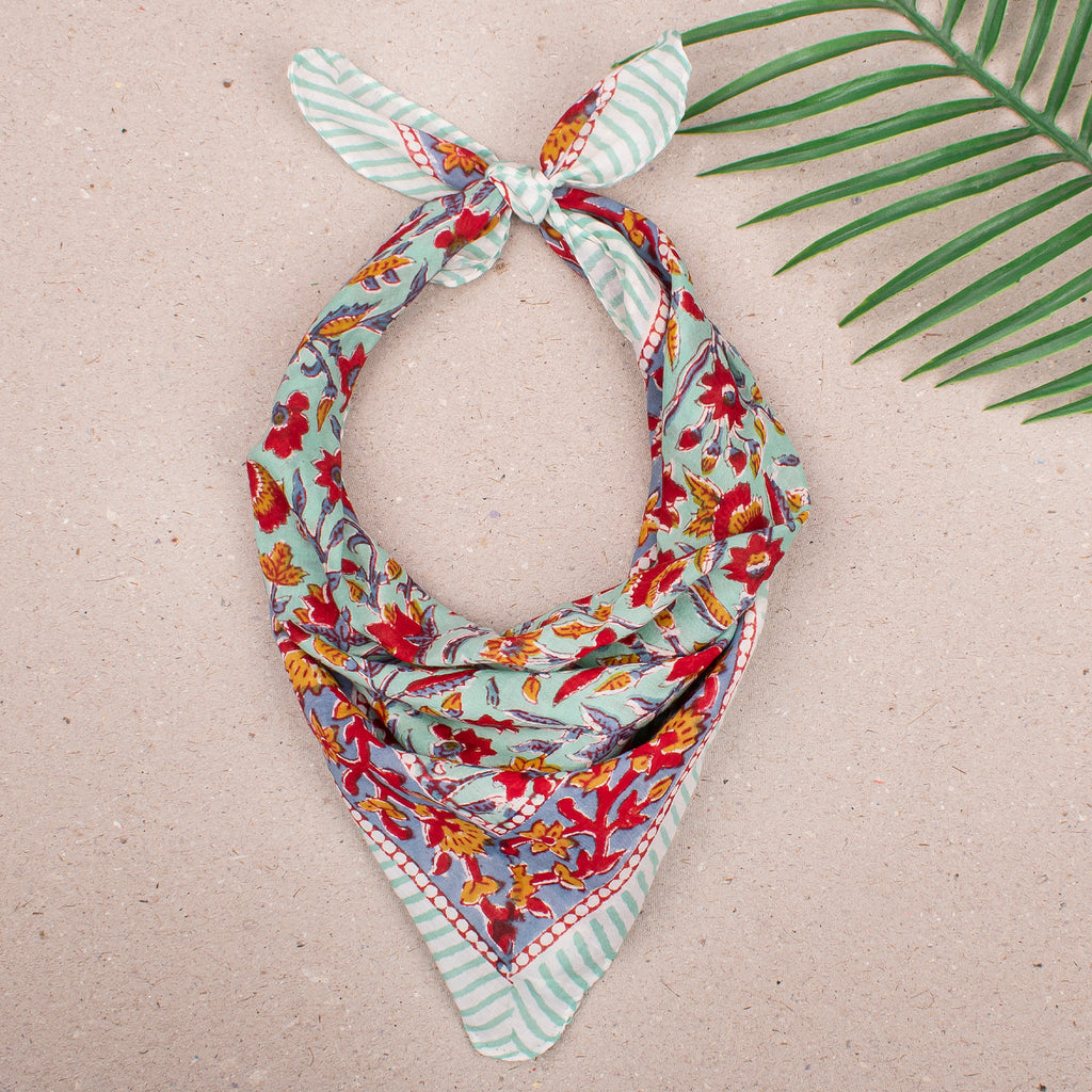 100% Pure Cotton Bandanas for Men & Women, Organic Headband Bandana Wrap for Men, Block Printed Bandana in Bohemian Style